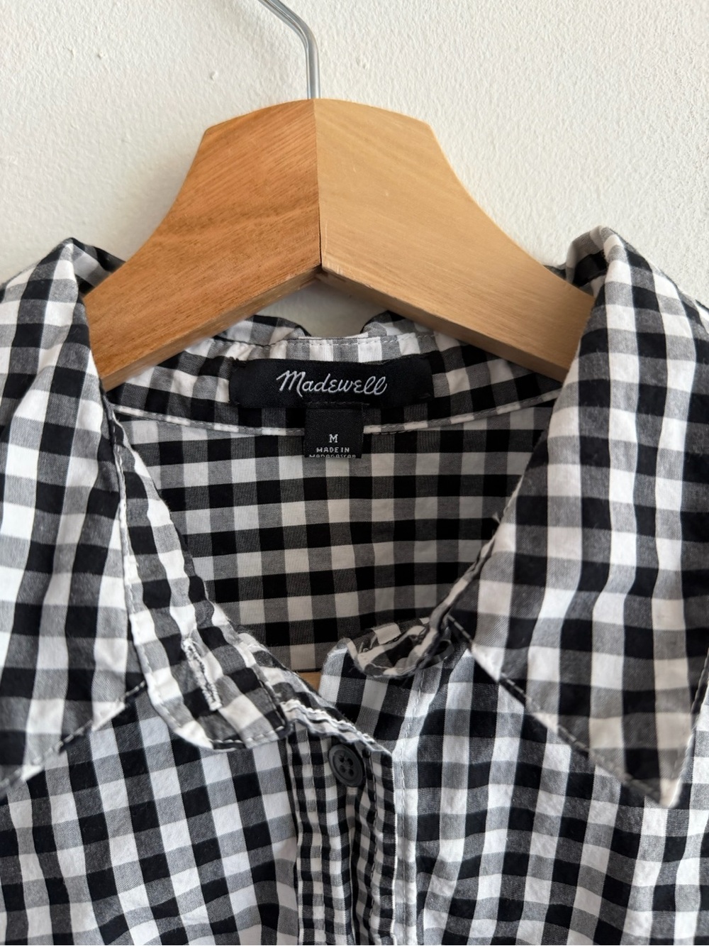 Madewell Black & White Gingham Short-Sleeve Button Front Shirt - Picture 2 of 6